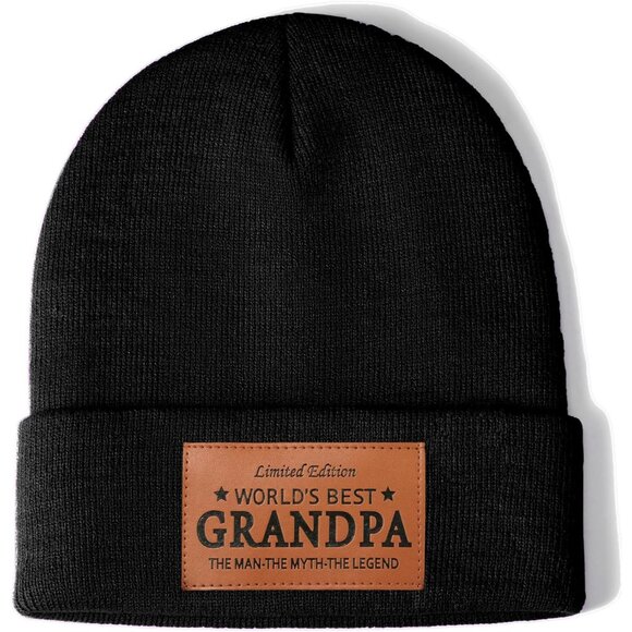 Other - Worlds Best Grandpa Gifts Leather Beanie Hat Christmas Birthday Retirement Anniv